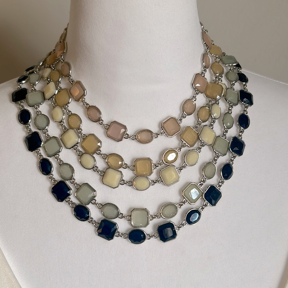Ann Taylor Women’s Chic Statement 5-Strand  Layered Faceted Bead Necklace
